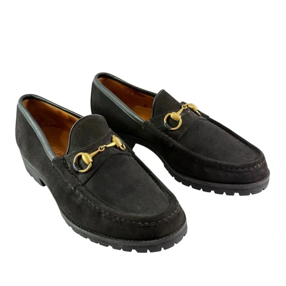 GUCCI Vintage Black Suede Horsebit Men's Loafers Made in Italy 9D - 9.5US - Picture 12 of 12